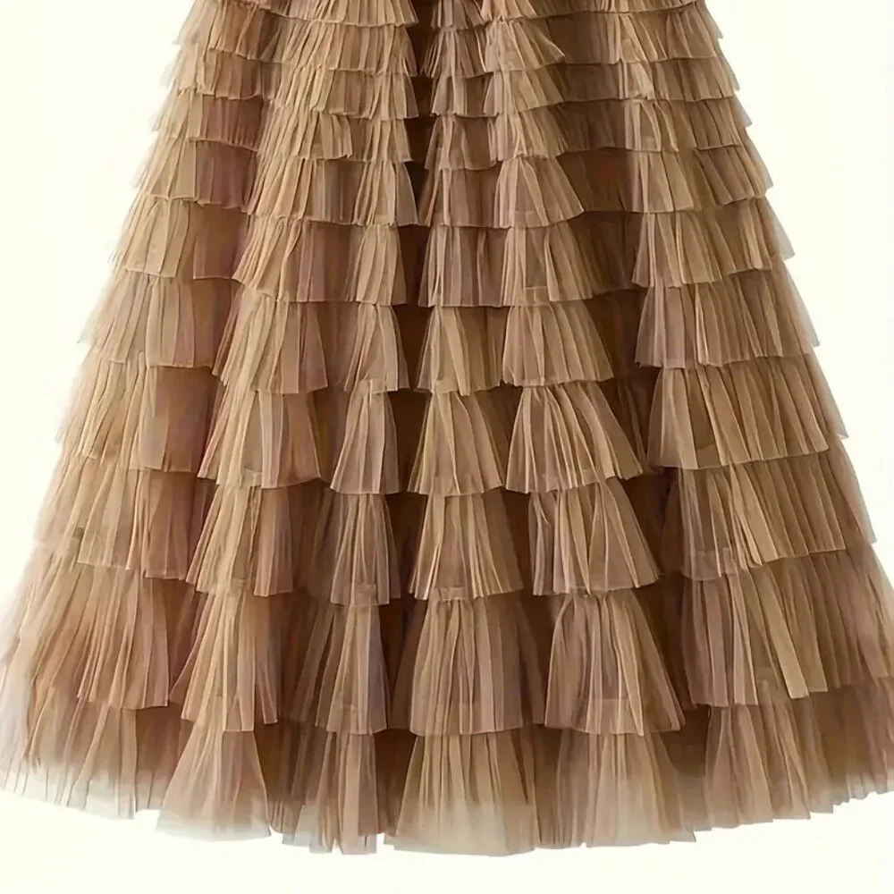 NEW! BOHO Tulle LAYERED MAXI SKIRT SZ L